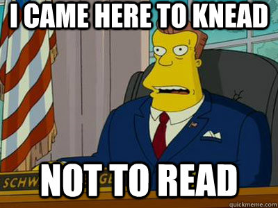 I came here to knead not to read  - I came here to knead not to read   President schwarzenegger