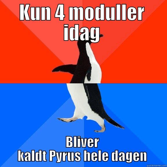 KUN 4 MODULLER IDAG BLIVER KALDT PYRUS HELE DAGEN Socially Awesome Awkward Penguin