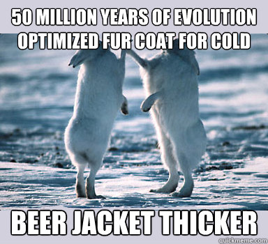 50 million years of evolution optimized fur coat for cold beer jacket thicker - 50 million years of evolution optimized fur coat for cold beer jacket thicker  Bunny Bros