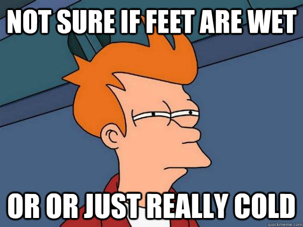 Not sure if feet are wet Or or just really cold  Futurama Fry