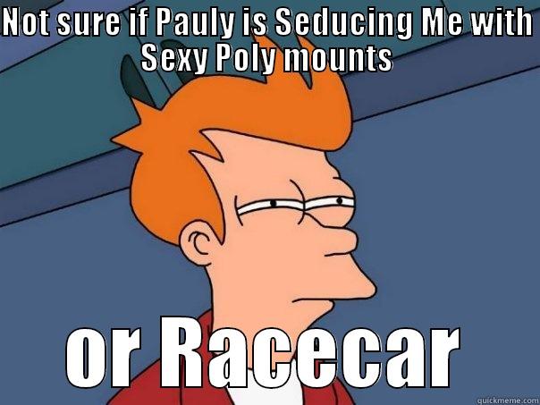 NOT SURE IF PAULY IS SEDUCING ME WITH SEXY POLY MOUNTS OR RACECAR Futurama Fry