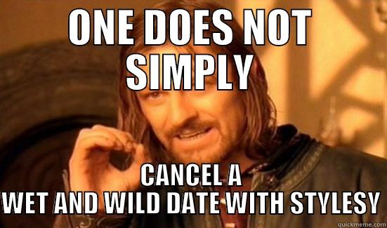 Your title doesn't look funny enough. Be creative! :) - ONE DOES NOT SIMPLY CANCEL A WET AND WILD DATE WITH STYLESY Boromir