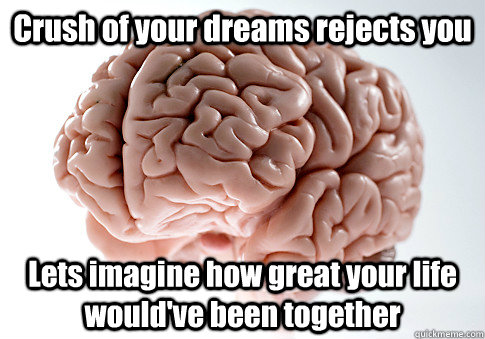 Crush of your dreams rejects you Lets imagine how great your life would've been together  Scumbag Brain