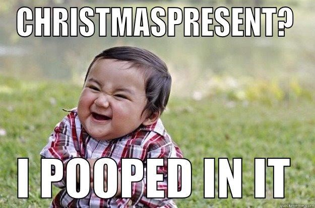 christmas present joke - CHRISTMASPRESENT? I POOPED IN IT Evil Toddler