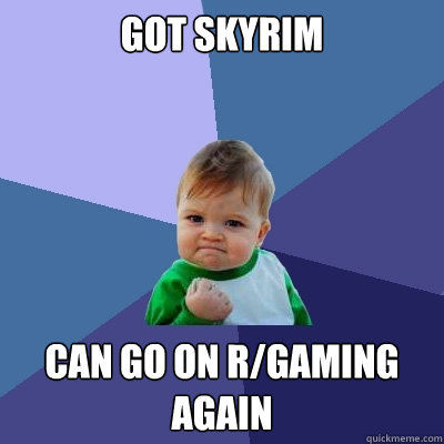 Got skyrim can go on r/gaming again  Success Kid