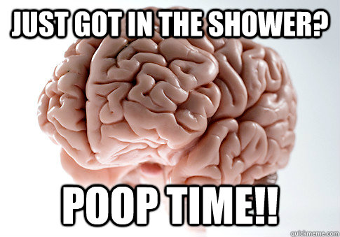 Just got in the shower? POOP TIME!!  Scumbag Brain