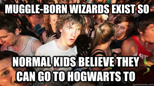 Muggle-born wizards exist so normal kids believe they can go to Hogwarts to  Sudden Clarity Clarence