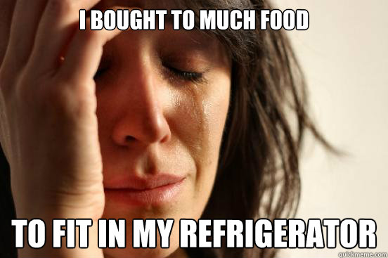 I bought to much food to fit in my refrigerator   First World Problems