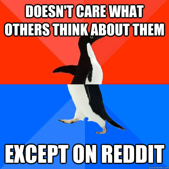 doesn't care what others think about them except on reddit  socially awkward penguin socially awesome penguin