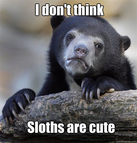 I don't think Sloths are cute  Confession Bear