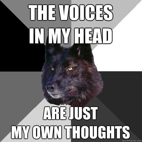 the voices 
in my head are just 
my own thoughts - the voices 
in my head are just 
my own thoughts  Sanity Wolf
