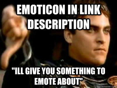 Emoticon in link description 