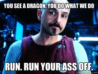 you see a Dragon, you do what we do run. Run your ass off.   Cypher