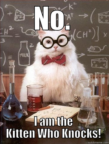 NO. I AM THE KITTEN WHO KNOCKS! Chemistry Cat