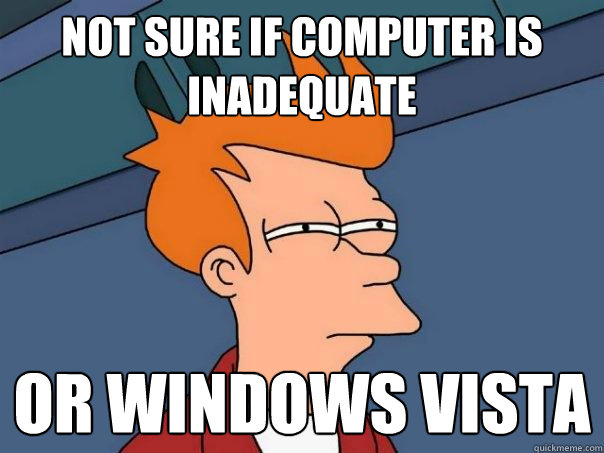 not sure if computer is inadequate or windows vista  Futurama Fry