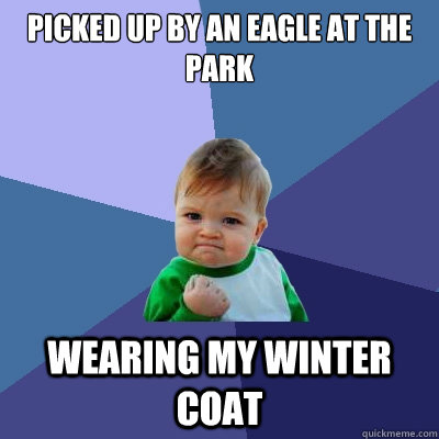 picked up by an eagle at the park wearing my winter coat  Success Kid