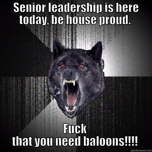  SENIOR LEADERSHIP IS HERE TODAY, BE HOUSE PROUD. FUCK THAT YOU NEED BALOONS!!!! Insanity Wolf