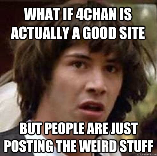 What if 4chan is actually a good site but people are just posting the weird stuff  conspiracy keanu