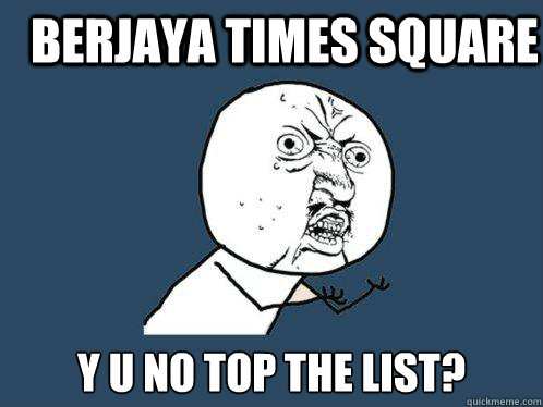 Berjaya Times Square Y U No top the list?  Y U No