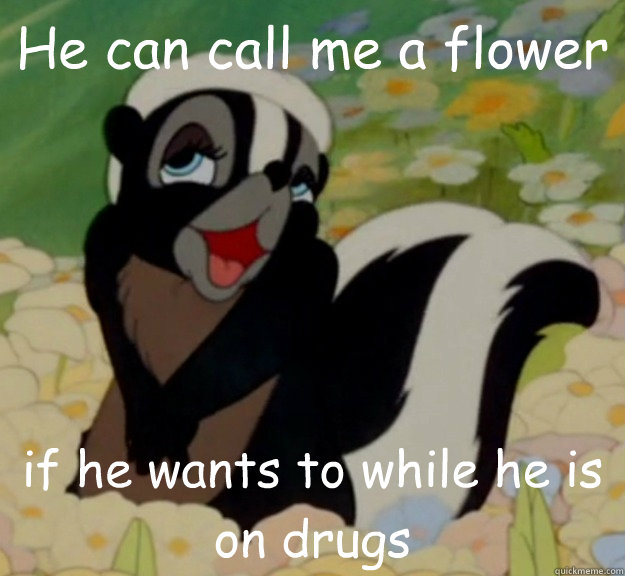 He can call me a flower if he wants to while he is on drugs - He can call me a flower if he wants to while he is on drugs  Bambi Flower