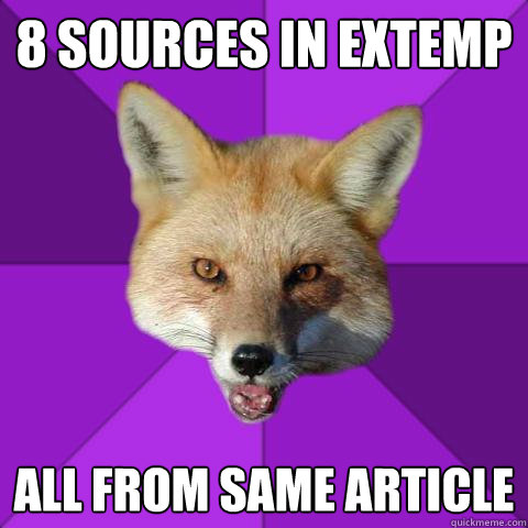 8 Sources in Extemp All from same article  Forensics Fox