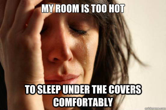 My room is too hot to sleep under the covers comfortably  First World Problems