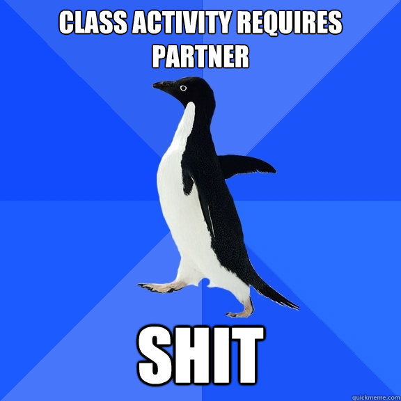 Class activity requires partner shit  Socially Awkward Penguin