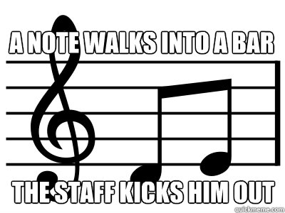 a note walks into a bar the staff kicks him out - a note walks into a bar the staff kicks him out  Musical Puns