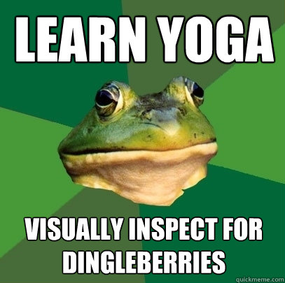 learn yoga visually inspect for dingleberries  Foul Bachelor Frog