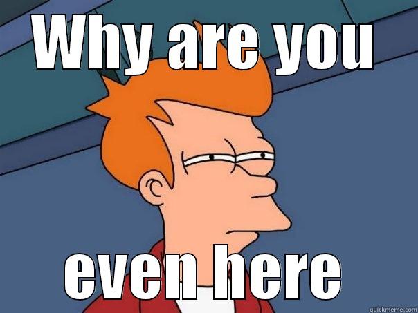 WHY ARE YOU EVEN HERE Futurama Fry