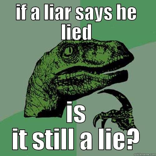 IF A LIAR SAYS HE LIED IS IT STILL A LIE? Philosoraptor