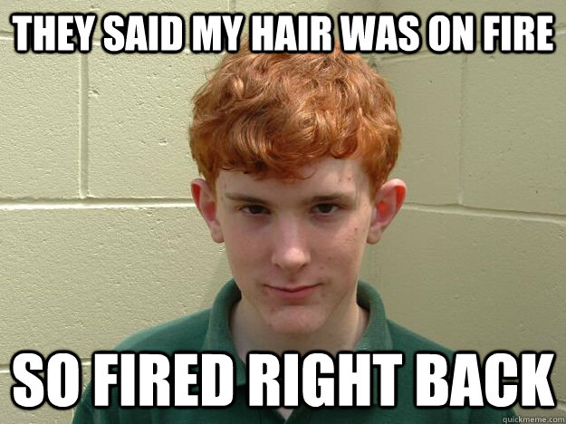 They said my hair was on fire so fired right back  Cynical Ginger