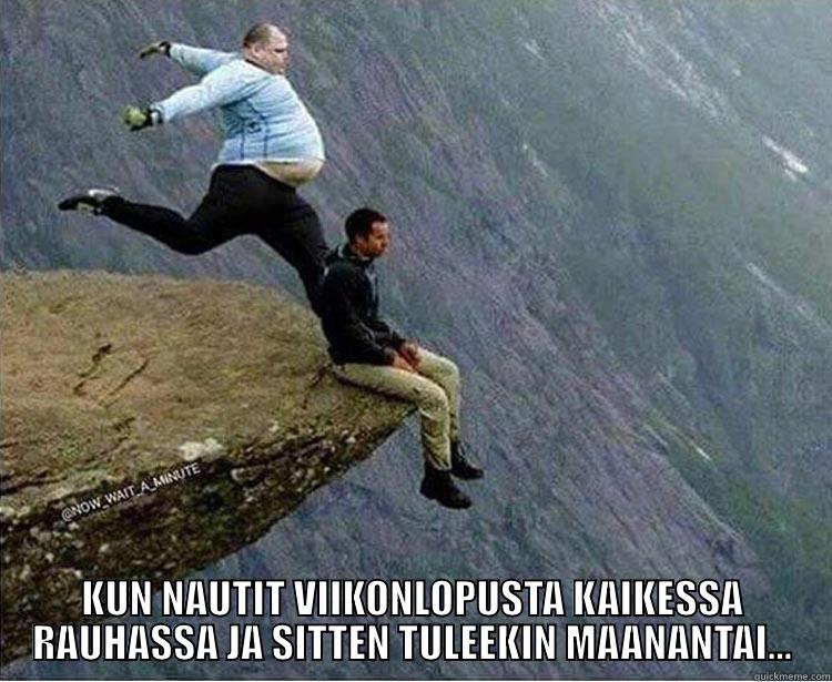  KUN NAUTIT VIIKONLOPUSTA KAIKESSA RAUHASSA JA SITTEN TULEEKIN MAANANTAI... Misc