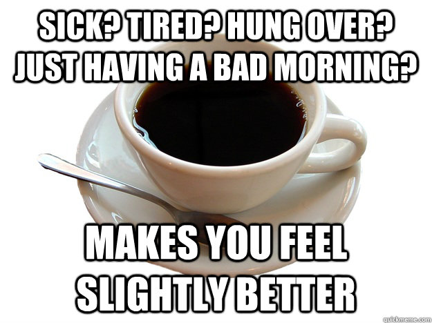 Sick? Tired? Hung over? Just having a bad morning? Makes you feel slightly better  Good Guy Coffee