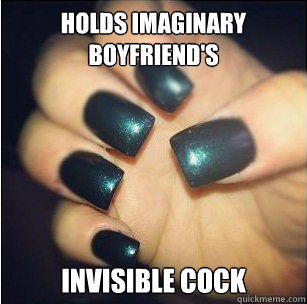 HOLDS IMAGINARY BOYFRIEND'S INVISIBLE COCK  HOLDING INVISIBLE COCK POSE
