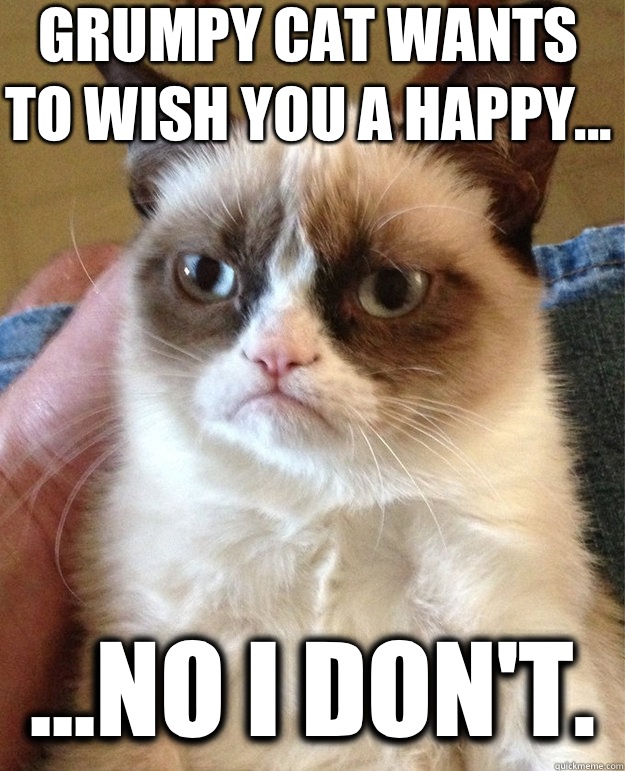 Grumpy Cat wants to wish you a Happy... ...No I don't.  