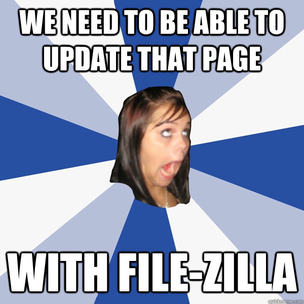 We need to be able to update that page With file-ZILLA  Annoying Facebook Girl