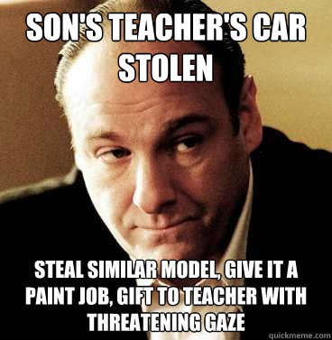 Son's teacher's car stolen steal similar model, give it a paint job, gift to teacher with threatening gaze  