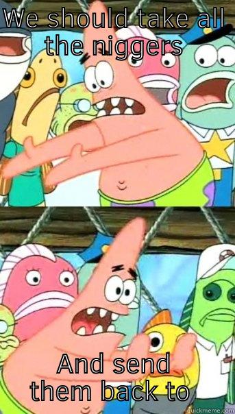 WE SHOULD TAKE ALL THE NIGGERS AND SEND THEM BACK TO AFRICA Push it somewhere else Patrick