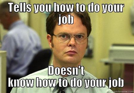 New Supervisor? - TELLS YOU HOW TO DO YOUR JOB DOESN'T KNOW HOW TO DO YOUR JOB Schrute