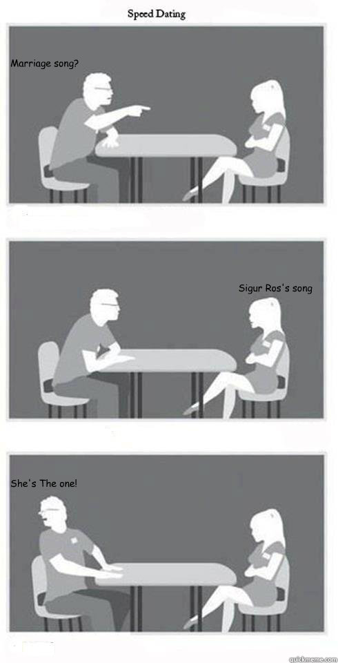 Marriage song? Sigur Ros's song She's The one! - Marriage song? Sigur Ros's song She's The one!  Speed Dating
