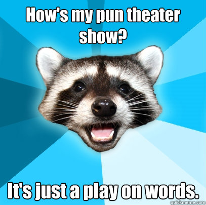 How's my pun theater show? It's just a play on words.  Lame Pun Coon