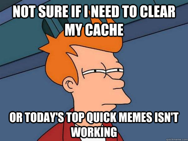 Not sure if I need to clear my cache Or today's top quick memes isn't working - Not sure if I need to clear my cache Or today's top quick memes isn't working  Futurama Fry