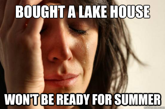 bought a lake house 
 won't be ready for summer  First World Problems