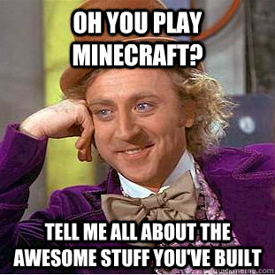 Oh you play minecraft? Tell me all about the awesome stuff you've built - Oh you play minecraft? Tell me all about the awesome stuff you've built  Condescending Wonka