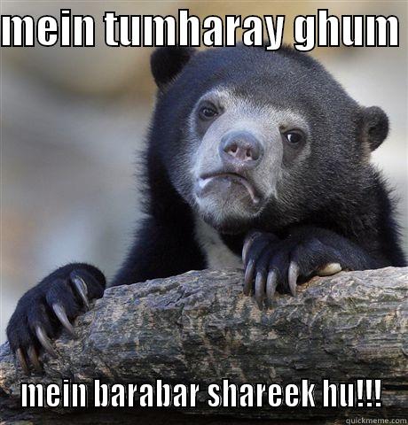 MEIN TUMHARAY GHUM  MEIN BARABAR SHAREEK HU!!! Confession Bear