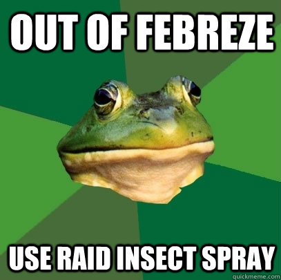 out of febreze use Raid insect spray - out of febreze use Raid insect spray  Foul Bachelor Frog