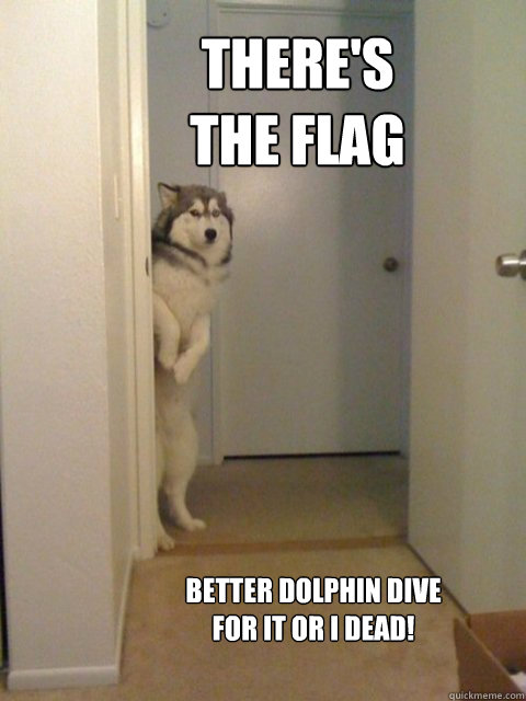 there's the flag better dolphin dive for it or i dead!  