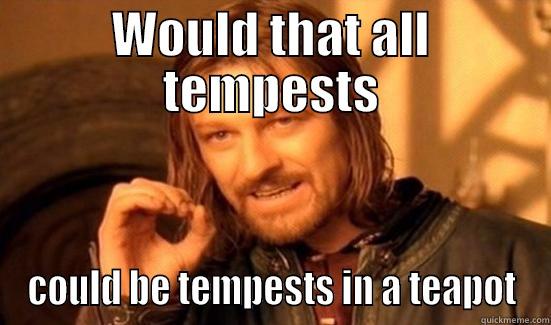 WOULD THAT ALL TEMPESTS COULD BE TEMPESTS IN A TEAPOT Boromir