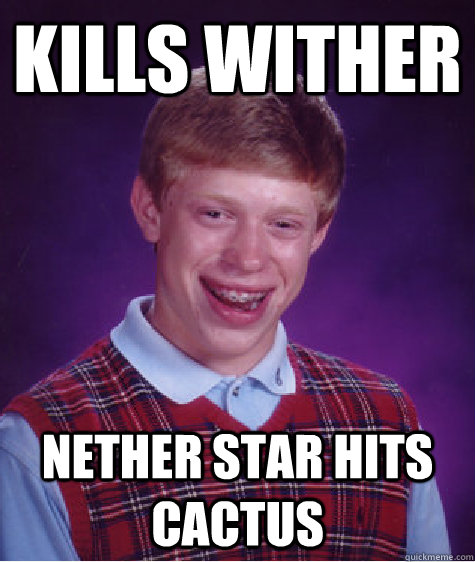 KILLS WITHER nether star hits cactus - KILLS WITHER nether star hits cactus  Bad Luck Brian